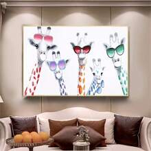 1入組長頸鹿畫布印刷海報，長頸鹿畫布壁藝術品，浴室臥室辦公室客廳牆壁裝飾，家居裝飾，無框畫