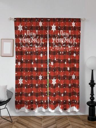 1pc Christmas Series Printed Window Curtain