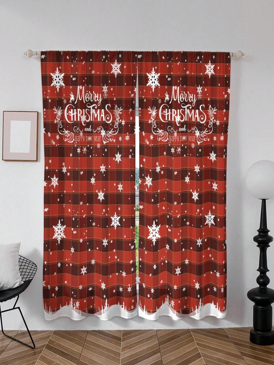 1pc Christmas Series Printed Window Curtain - Multi-color - View 1