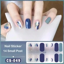 全包覆指甲貼紙1片,14張自粘式凝膠指甲貼紙,防水耐用3d時尚指甲貼紙,適用於女性、女孩、家庭慶祝、舞會、假期、旅行、快速修甲,粉色閃亮,附有指甲文件