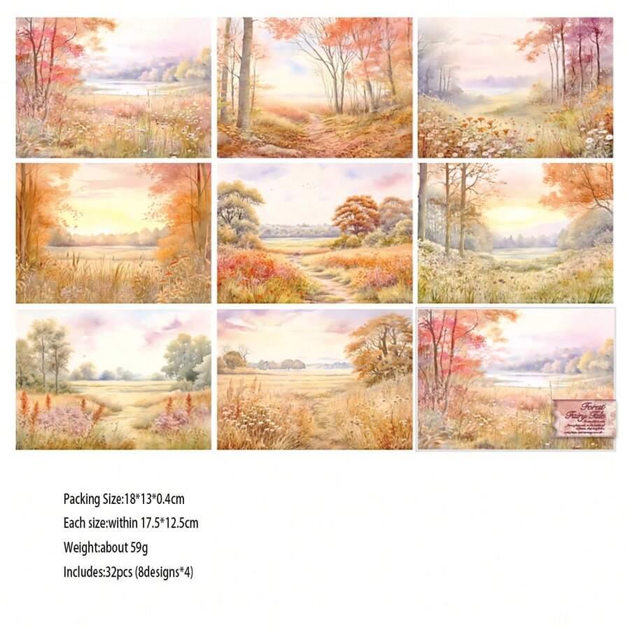 森林童話主題剪貼簿裝飾拼貼材料,32入組 - 橘色 - 查看 1