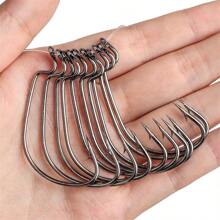 50pcs/Set Fishing Hook Carbon Steel Crank Hook Hanging Hook Stainless Steel Hook Weedless Jigging Hook Mustad Hook Jig Head Hook Fishing Hook