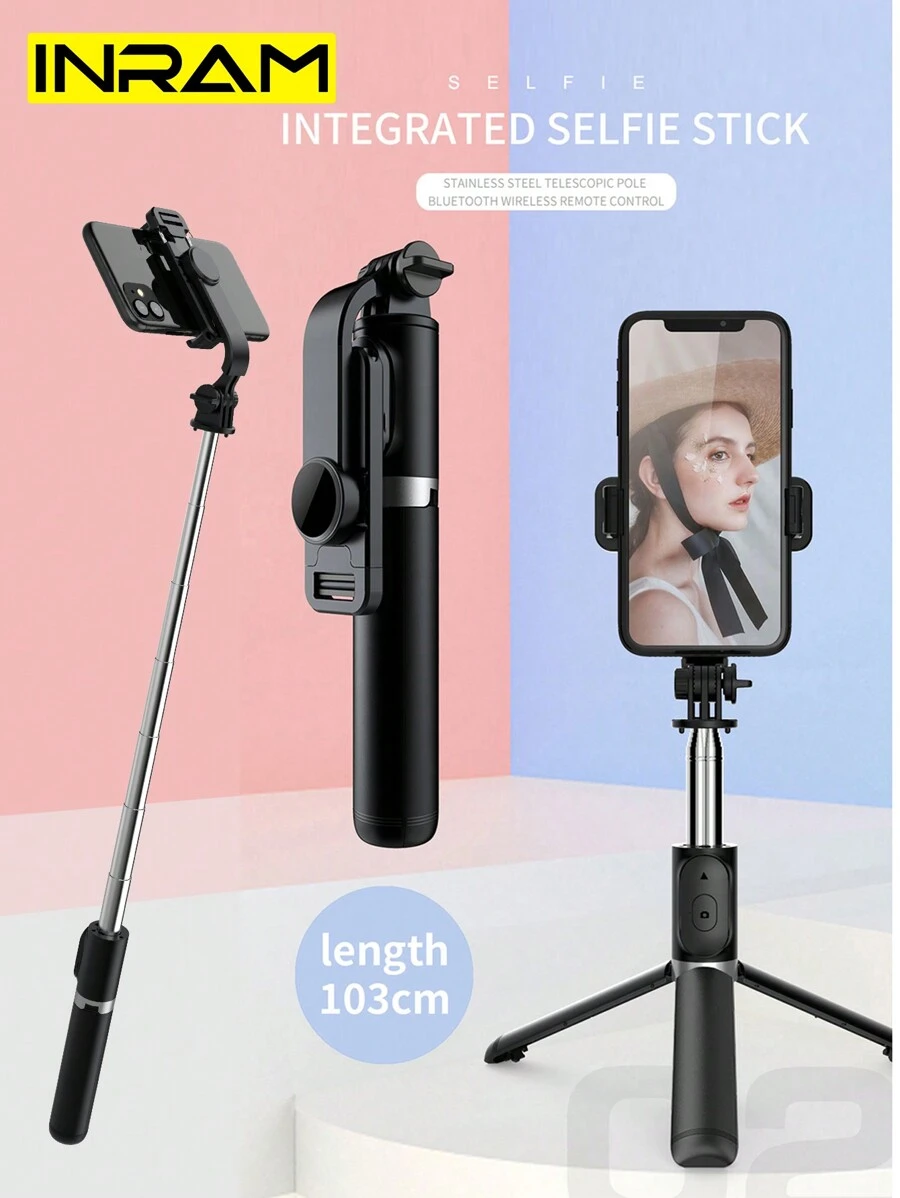 Inram Selfie Stick With Light, Portable And Stable Tripod Stand For Phone, Wireless Remote Control