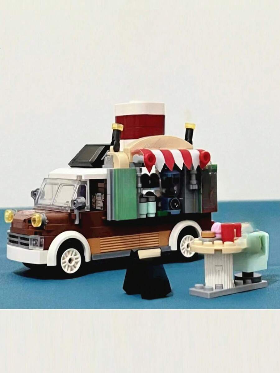 Conjunto De Mini Bloques De Construcción Para Vehículo De Café - Marrón - Ver 1