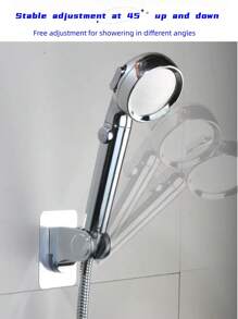 免打孔浴室神器,通用花灑頭、壁掛式花灑頭、雨淋式吊噴花灑套裝、底座固定 - 銀色 - 查看 5