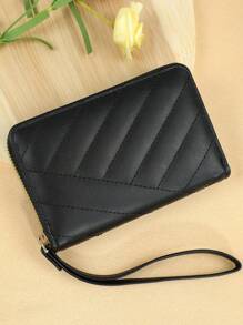Billetera corta con cremallera, bonita billetera de piel sintética PU para mujer, monedero pequeño para dama, cartera de embrague, portátil para tarjetas de crédito y de identidad, para regalo de aniversario, San Valentín, cumpleaños, para pareja, mujer, niña, billetera, monedero pequeño - Negro - Ver 4
