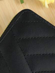 Billetera corta con cremallera, bonita billetera de piel sintética PU para mujer, monedero pequeño para dama, cartera de embrague, portátil para tarjetas de crédito y de identidad, para regalo de aniversario, San Valentín, cumpleaños, para pareja, mujer, niña, billetera, monedero pequeño - Negro - Ver 8