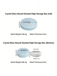 Crystal Glass Round Stackable Storage Box With Lid, Set Of Silicone Storage Boxes, With Lid Jewelry Storage Box, Silicone Molds Round Container For Resin Casting Candlestick Diy Resin Craft Home Decoration - Crystal glass round stacked high storage box (bottom + cover) + pearl cotton - View 2