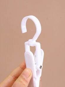 5入組多功能衣櫥夾,適用於防風衣物/帽子/襪子/毛巾/窗簾/手套收納,並附有旋轉掛鉤 - 白色 - 查看 2