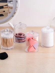 1 Hộp đựng phấn trang điểm trong suốt, Bình tắm có nắp tròn, Hộp nhựa 10oz, Hộp đựng đồ vệ sinh cá nhân - Trong sáng - Xem 4