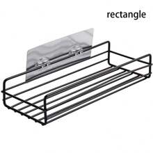 1pc Punch-free Bathroom Triangular Storage Rack Wall-mounted Toilet Shower Room Washstand Double-layer Basket - Black - View 9