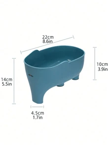 1pc Creative Fruit And Vegetable Drain Basket Washing Basin And Tray, Multi-functional Cartoon Tray For Living Room, Kitchen, And Dining Table - Blue - View 2