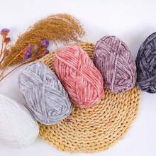 1 Miếng 100g Dệt thủ công Chenille Sợi Đối với DIY Nhung Chăn , Khăn quàng cổ Hoặc Nước đá Sợi - Màu xám đen - Xem 3
