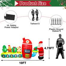10FT Large Christmas Inflatables Outdoor Decorations Train Blow Up Santa Snowman Christmas Inflatables Tree Bear Built-in LED Lights for Holiday Yard Lawn Garden Decor - Green - View 2