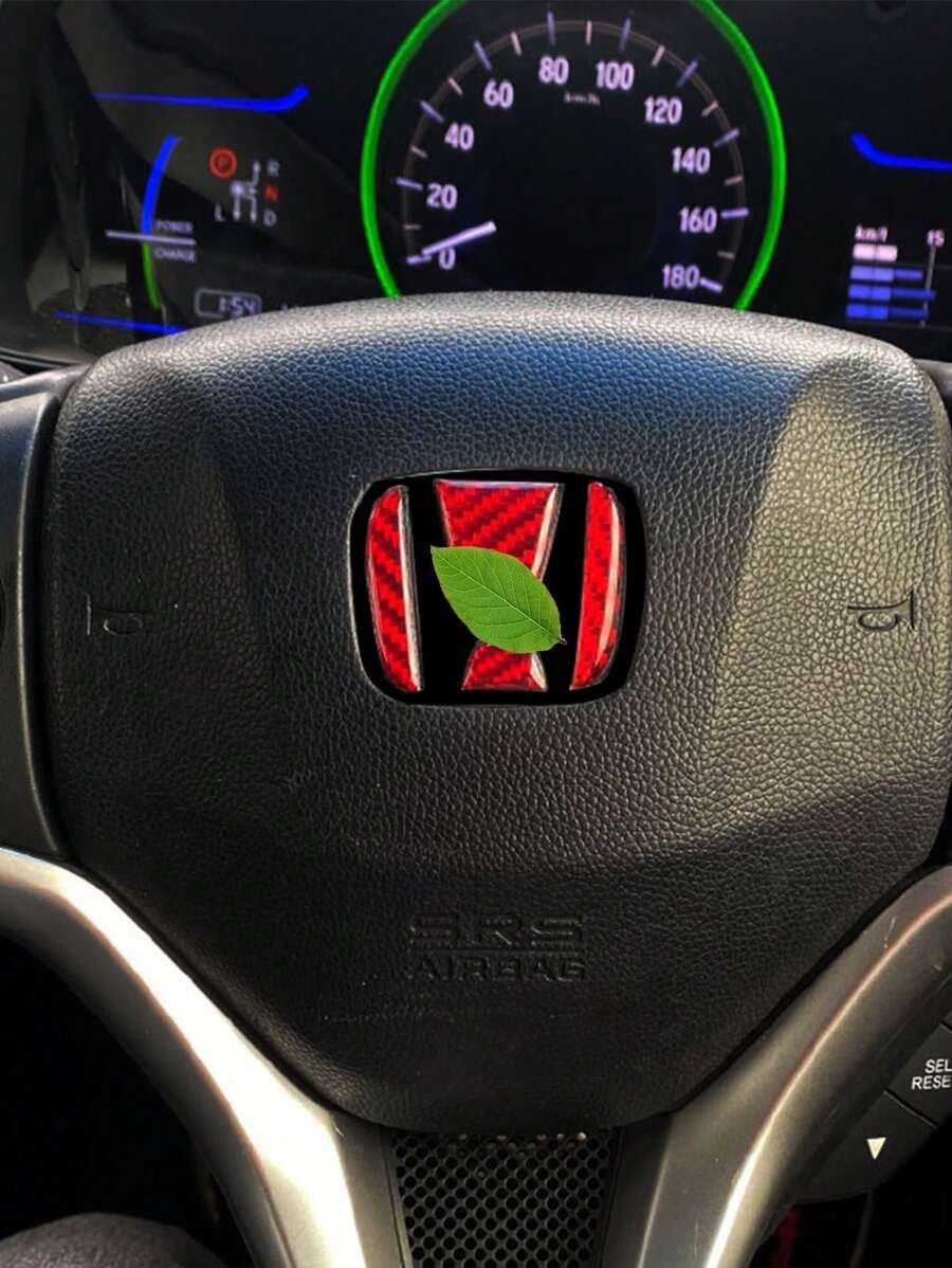 一套適用於思域crv雅閣xrv飛度改裝碳纖維方向盤標誌貼車標凹槽貼 - 紅色 - 查看 1