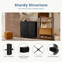Sweetcrispy Drawers Dresser Chest Of 4 Drawers,Metal Frame And Wood Top - 黑色 - 查看 7