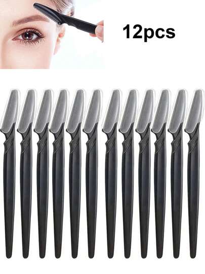 12pcs Women Eyebrow Razor, Face & Body Hair Trimmer, Shaver, Eyebrow Remover With Cover, Small Grooming Tool Set
