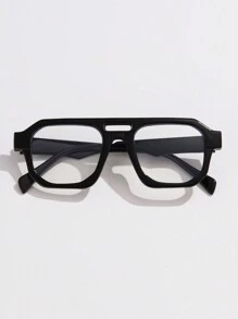 1pc Men's Retro Square Decorative Non-Prescription Glasses Suitable For Daily Wear With A Gift Box - Black - View 1