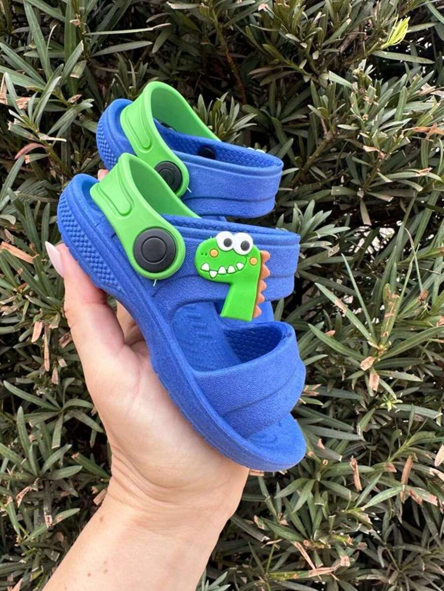 Sandália Infantil Menino Papete Conforto e Estilo Lançamento dia Das Crianças Modelo Papete Dino - Azul Royal - Visão 1