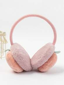 1 件女孩卡通水果形狀毛絨保暖耳罩適合冬季戶外活動