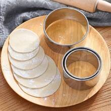 1pc Stainless Steel Round Cake Rings Biscuit Molds DIY Pastry Dumpling Skin Cutting Tools Fondant Pie Press Kitchen Gadgets Geometric Flower Shaped Chocolate Candy Decorating Molds Essential Baking Accessories for Home Kitchen - Silver - View 4