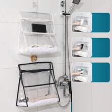 1pc Black Transparent Bathroom Waterproof Storage Hanging Bag Multifunctional Organizer - Black - View 7