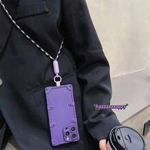 頸鍊帶繩液體矽膠手機殼，適用於iPhone 15 14 13 12 11 Pro Max XR 14 15 Plus手機保護套