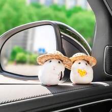 車輛裝飾倉鼠車配件新款控制台可愛玩偶車內懸掛裝飾涼爽車裝飾 - 黑與白 - 查看 7