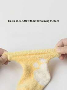 3pairs Baby Thickened Warm Floor Socks With Inner Plush For Autumn And Winter - Multicolor - View 4