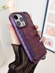 1個震撼的紫色彎曲tpu防護手機殼,帶有皺紋紋理,電鍍,防震,防汗,防指紋,耐用,防褪色,兼容iphone - 紫色 - 查看 4