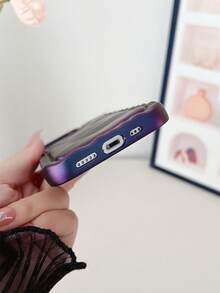 1個震撼的紫色彎曲tpu防護手機殼,帶有皺紋紋理,電鍍,防震,防汗,防指紋,耐用,防褪色,兼容iphone - 紫色 - 查看 7