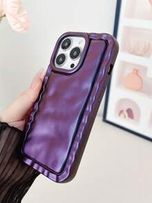 1個震撼的紫色彎曲tpu防護手機殼,帶有皺紋紋理,電鍍,防震,防汗,防指紋,耐用,防褪色,兼容iphone - 紫色 - 查看 3