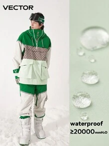 VECTOR MOTION 1 套夜光雪衣套装，男女通用冬季滑雪夹克和裤子套装带帽子，防风、防水、隔热，适用于户外活动滑雪服 - 黑與白 - 查看 3