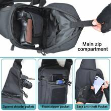 1 Men's Concealed Carry Crossbody Bag, Pistol Chest Bag, Shoulder Backpack Black