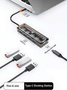 五合一type-c Docking站usb-c轉3.5毫米音訊pd充電擴展電腦 - 黑色 - 查看 2