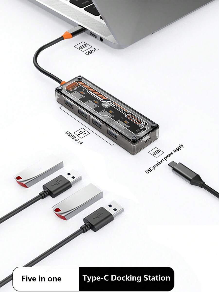 五合一type-c Docking站usb-c轉3.5毫米音訊pd充電擴展電腦