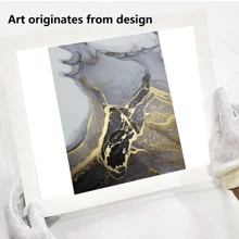 YIKES 3入組大理石紋理抽象海報,金黑色藝術掛畫,現代風格裝飾海報