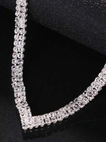 1 bộ Màu bạc Đúng mốt Đơn giản Trang sức cô dâu Bộ Lễ cưới Phụ kiện - Bạc - Xem 2