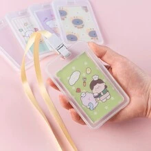 1入款式隨機的證件套配掛繩,適用於學生證、駕照、門禁卡、公交卡、銀行卡、信用卡等證件 - 彩色 - 查看 4