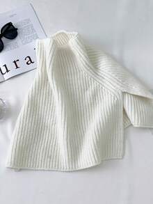 1 件女式純色針織保暖時尚連帽披肩圍巾,適合秋冬戶外活動時保護頸部 - 白色 - 查看 5