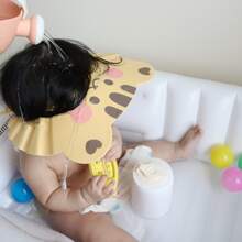 1pc Baby Tiger Eva Multi-level Adjustable Bathing Cap In Nordic Style, Suitable For Bathroom - Yellow - View 1