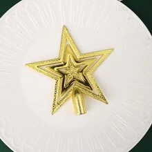 1pc Christmas Decoration Gold Five-pointed Star Tree Topper For Christmas Tree - Gold - View 4