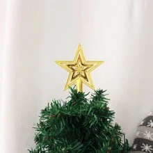 1pc Christmas Decoration Gold Five-pointed Star Tree Topper For Christmas Tree - Gold - View 1
