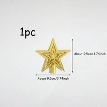 1pc Christmas Decoration Gold Five-pointed Star Tree Topper For Christmas Tree - Gold - View 2