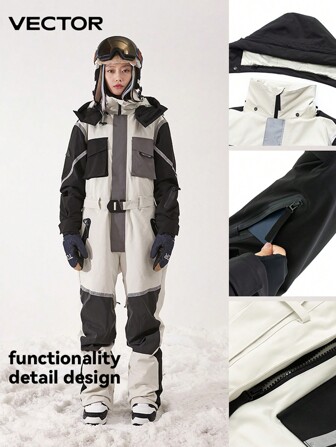 VECTOR MOTION Combi-ski Unisexe, Avec Matériau Épaissi Et Caractéristiques De Rétention De Chaleur, Résistance À L'eau, Résistance Au Vent, Résistance À L'usure, Respirabilité Et Élasticité, Fabriqué En Biopile Léger Et Chaud. Convient À La Fois Pour Le Ski Alpin Et Le Ski À Plaque Unique. Vêtements De Ski Pour Sports De Plein Air.