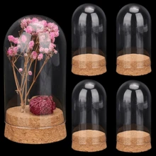 1袋4入組玻璃展示圓頂,玻璃鐘形罩及基座裝飾罐,可用於花草儲存,家居裝飾,聖誕派對優惠裝飾 - 白色 - 查看 8