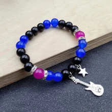 2 件裝搖桿吉他情侶手鍊,藍色和黑色設計,理想的感恩節和聖誕禮物 - 吉他手鍊 - 查看 5