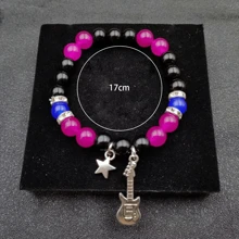 2 件裝搖桿吉他情侶手鍊,藍色和黑色設計,理想的感恩節和聖誕禮物 - 吉他手鍊 - 查看 7