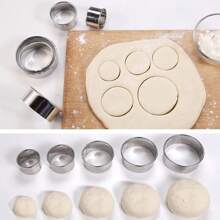 1pc Stainless Steel Round Cake Rings Biscuit Molds DIY Pastry Dumpling Skin Cutting Tools Fondant Pie Press Kitchen Gadgets Geometric Flower Shaped Chocolate Candy Decorating Molds Essential Baking Accessories for Home Kitchen - Silver - View 5