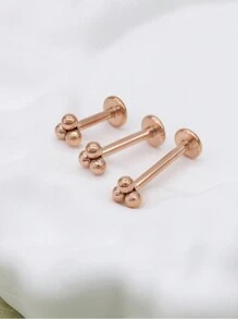 1pc Minimalist 16g Micro Three-in-one Ball Threaded Labret Ring Tragus/cartilage Stud Earring, Suitable For Women's Daily Wear - Multicolor - View 6